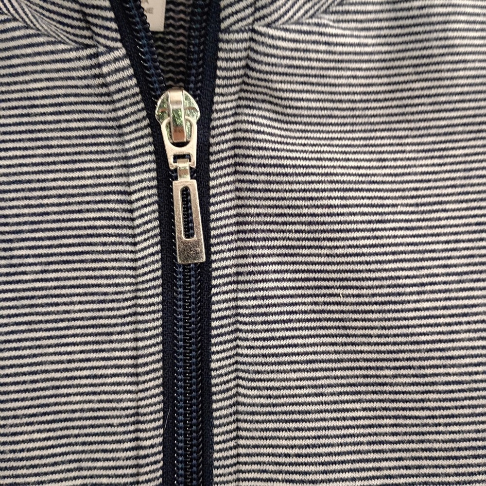 Alfred Dunner Women's XL Full-Zip Golf Vest Navy Blue & White Striped‎ Pockets - Picture 4 of 5